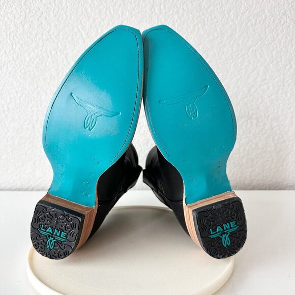 Lane EMMA JANE Womens Cowboy Bootie 7 Black Leather Western Cowgirl Short Boots - Picture 8 of 10